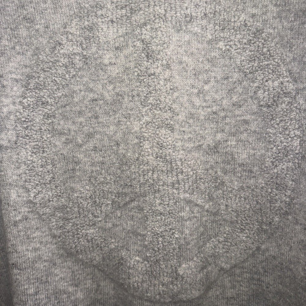 27 Miles Malibu Gray 100% Cashmere Peace Sign Intarsia Crewneck Sweater Large - Picture 4 of 13